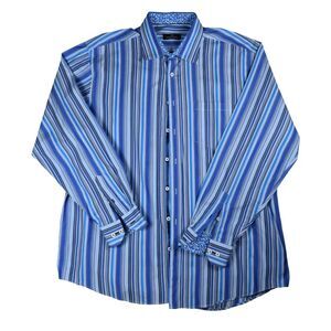 Bugatchi Men's Shirt Flip Cuff Long Sleeve Stripes & Paisley Luxurious XXXL 3XL